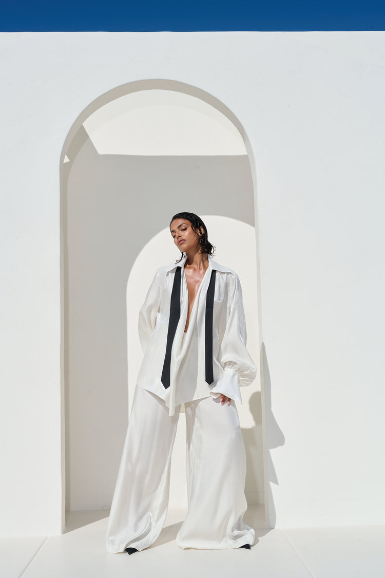 WIDE LEG TROUSER // MILKY PEARL