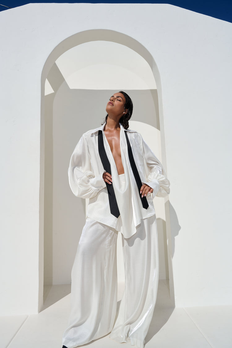 WIDE LEG TROUSER // MILKY PEARL