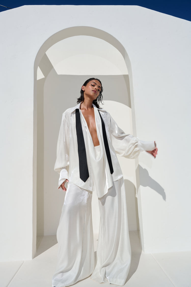 WIDE LEG TROUSER // MILKY PEARL