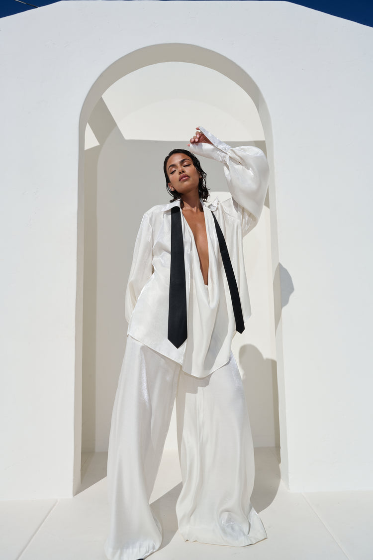 WIDE LEG TROUSER // MILKY PEARL