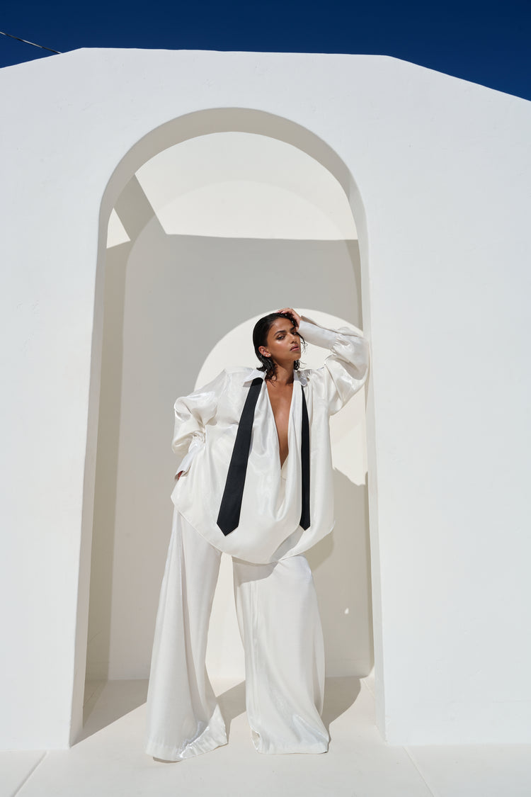 WIDE LEG TROUSER // MILKY PEARL