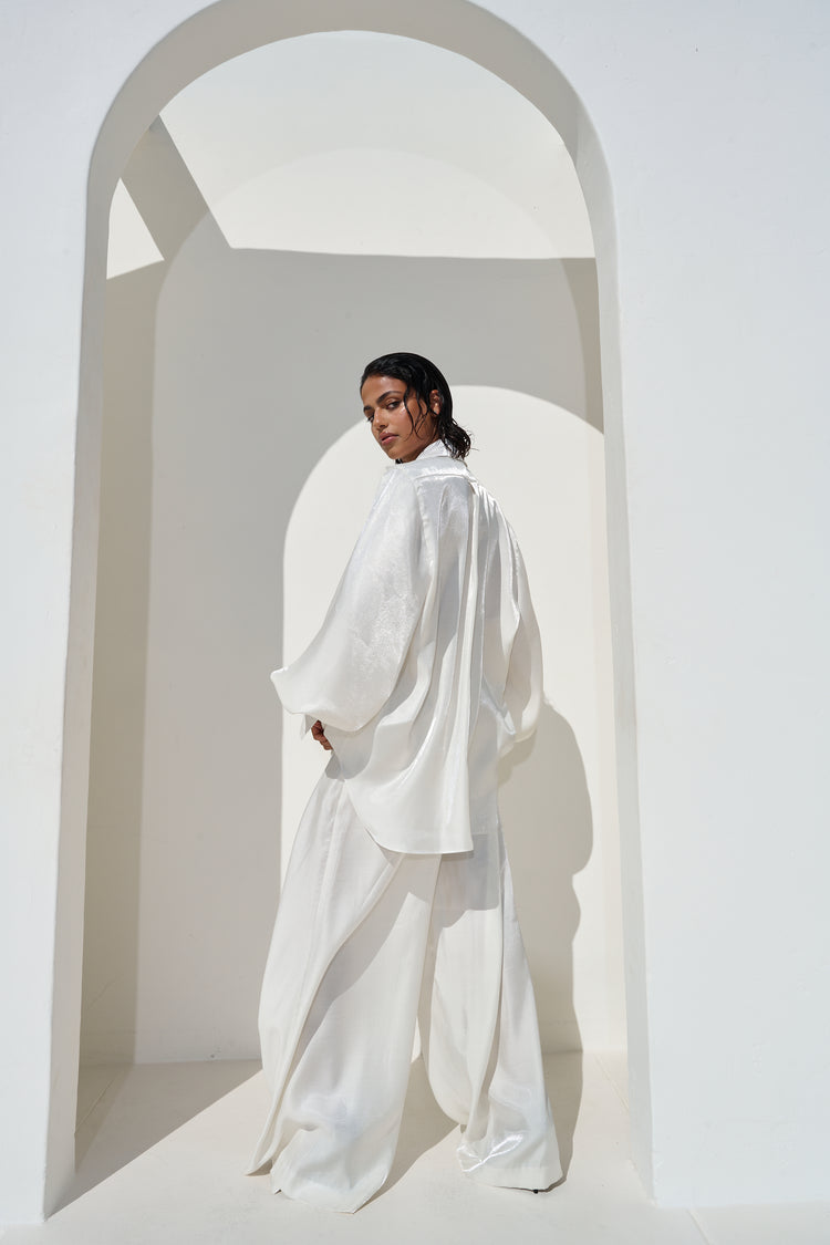 WIDE LEG TROUSER // MILKY PEARL
