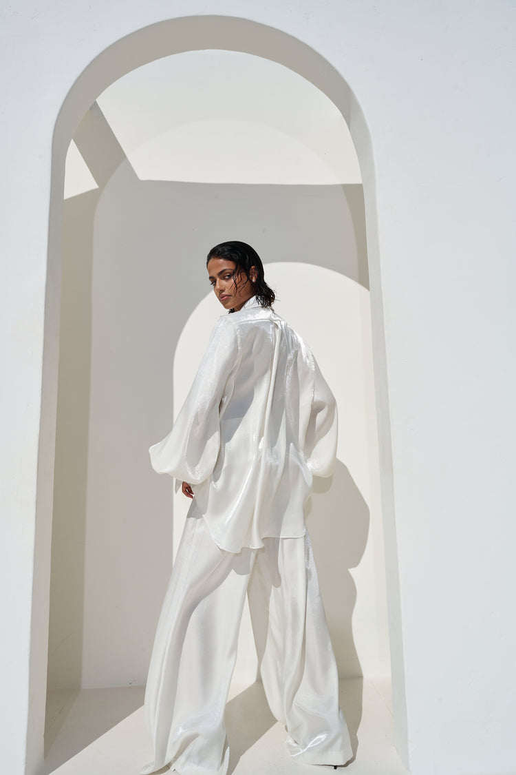 WIDE LEG TROUSER // MILKY PEARL
