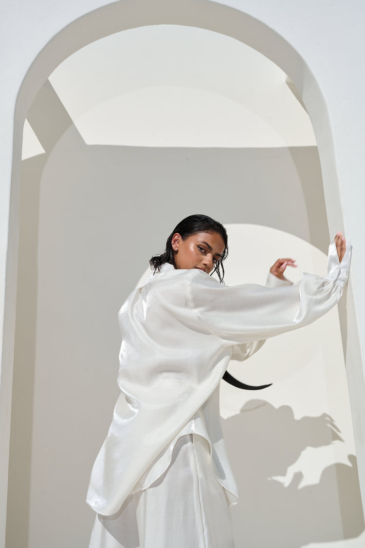 WIDE LEG TROUSER // MILKY PEARL