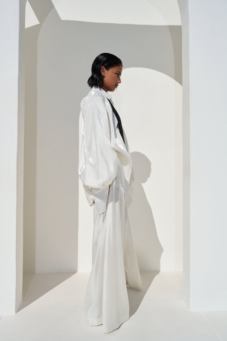 WIDE LEG TROUSER // MILKY PEARL