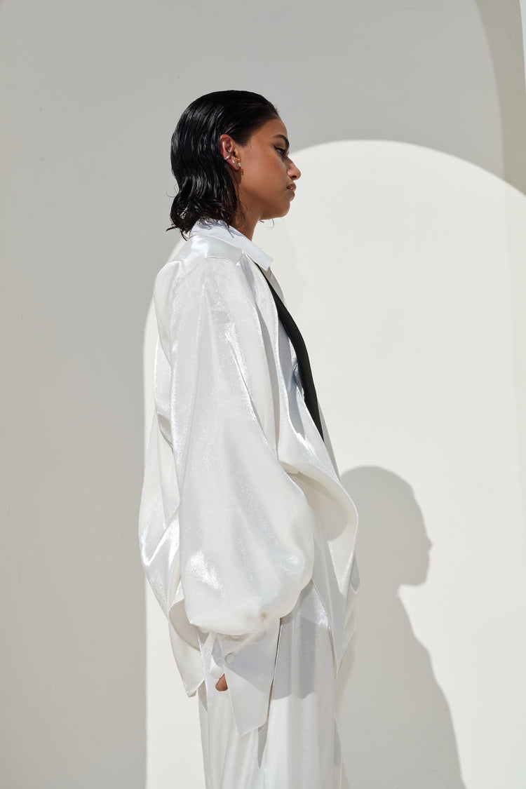 WIDE LEG TROUSER // MILKY PEARL