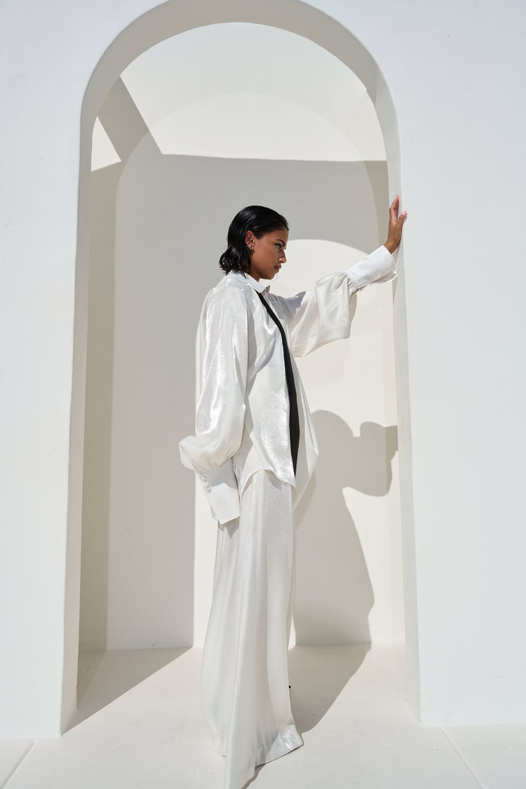 WIDE LEG TROUSER // MILKY PEARL