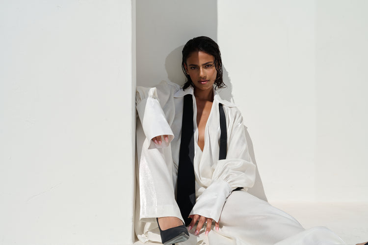 WIDE LEG TROUSER // MILKY PEARL