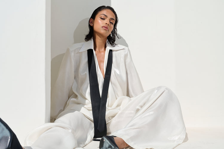 WIDE LEG TROUSER // MILKY PEARL