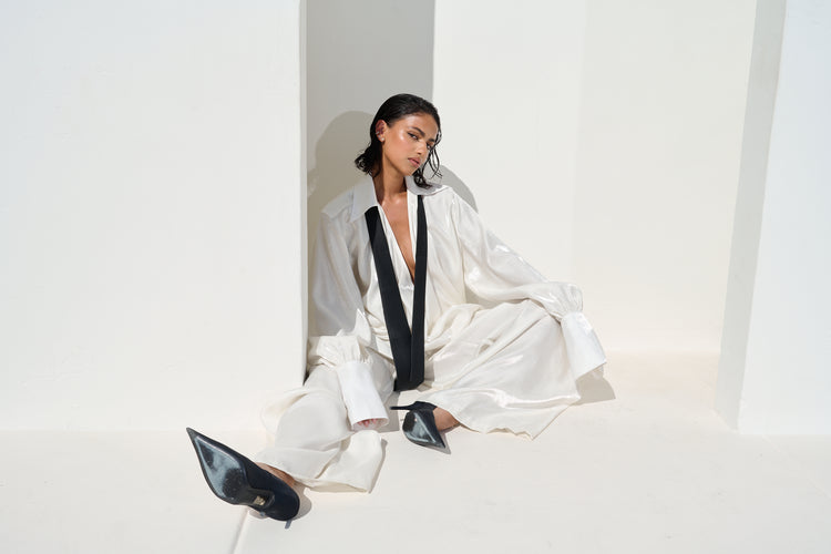 WIDE LEG TROUSER // MILKY PEARL