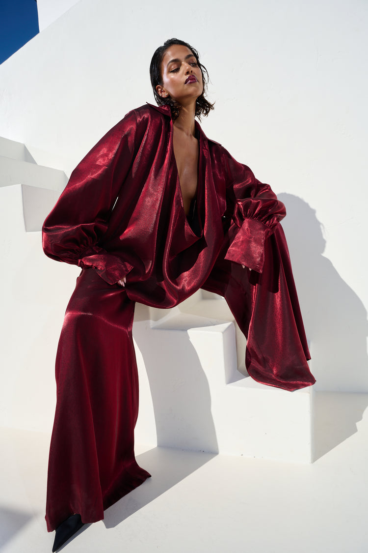 WIDE LEG TROUSER // BLACK CHERRY