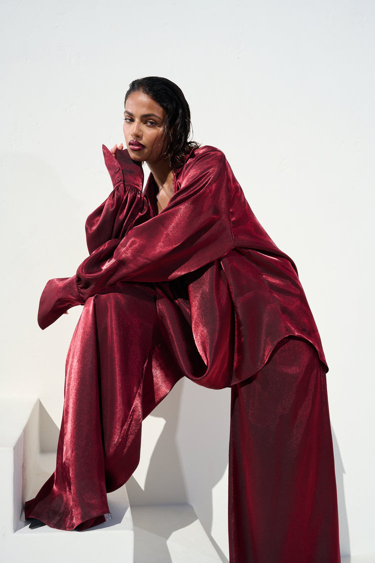 WIDE LEG TROUSER // BLACK CHERRY