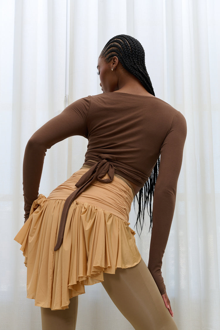 SMOOTH JERSEY WRAP TOP // SABLE