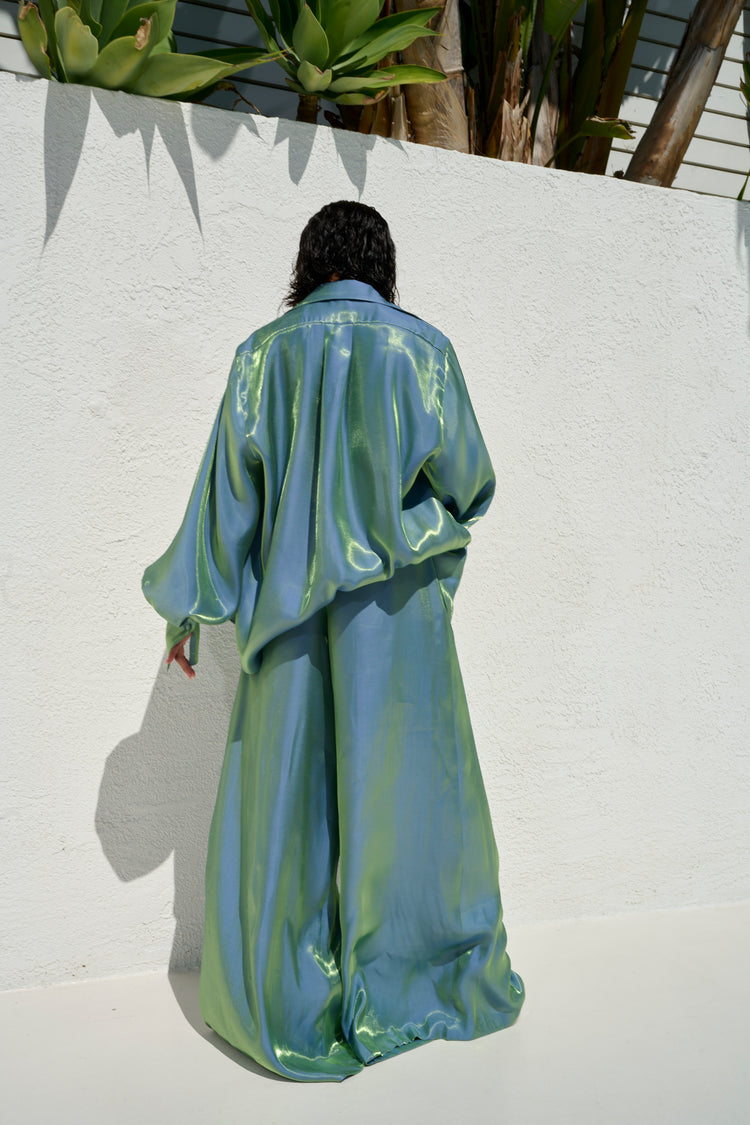 COLLARED PLUNGE BLOUSE // MERMAID