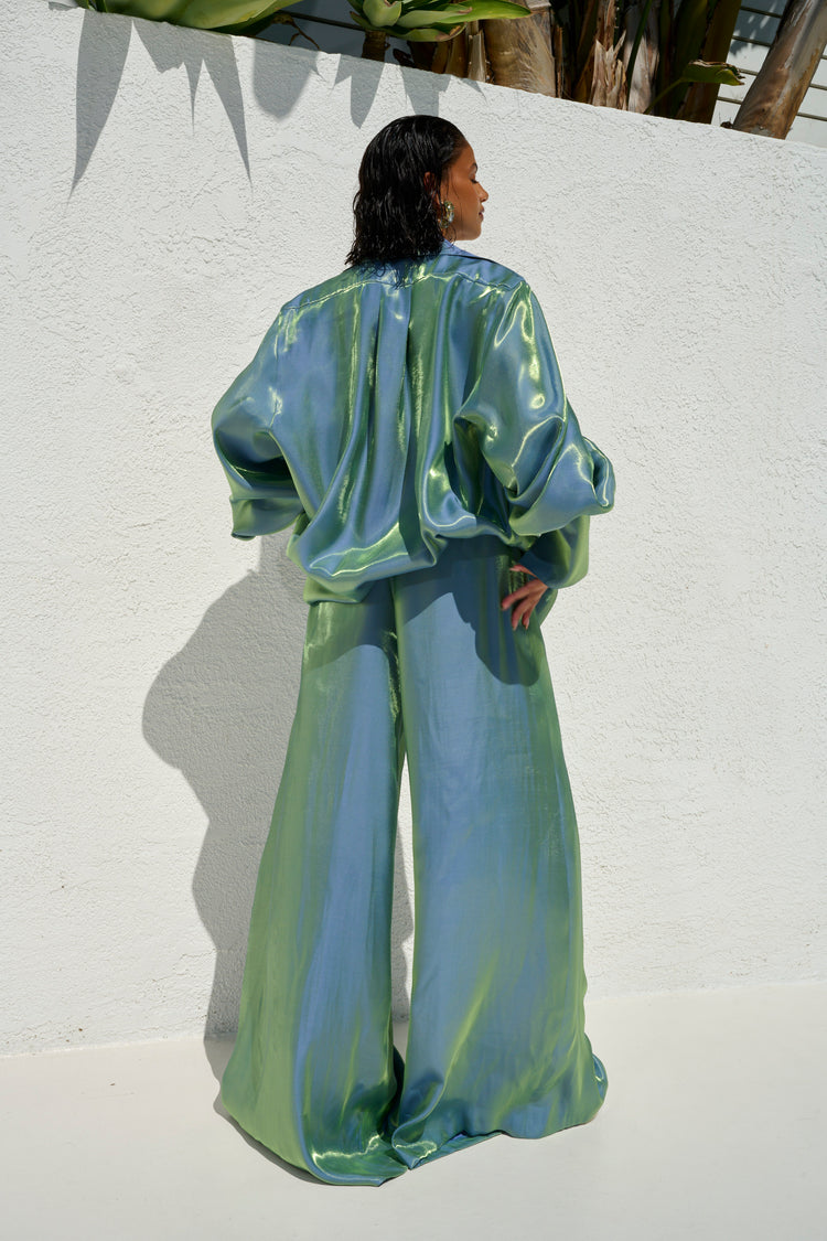 COLLARED PLUNGE BLOUSE // MERMAID