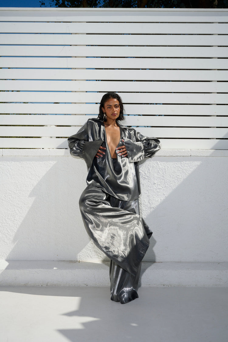 WIDE LEG TROUSER // CHROME