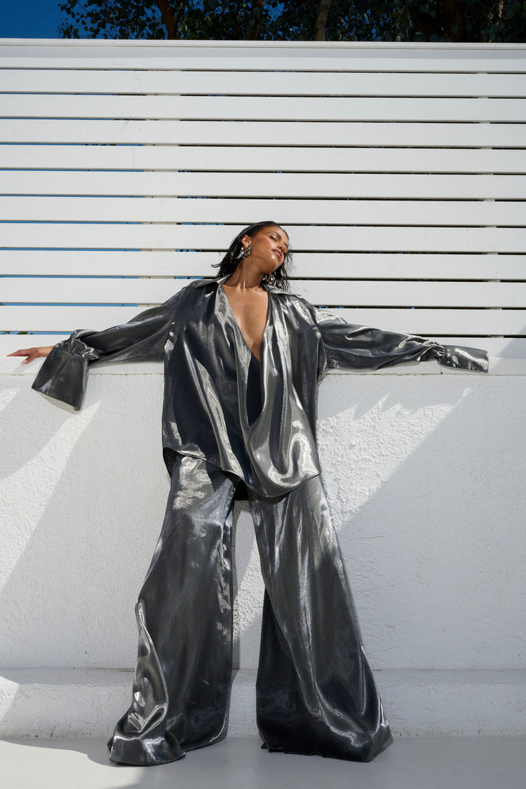 WIDE LEG TROUSER // CHROME
