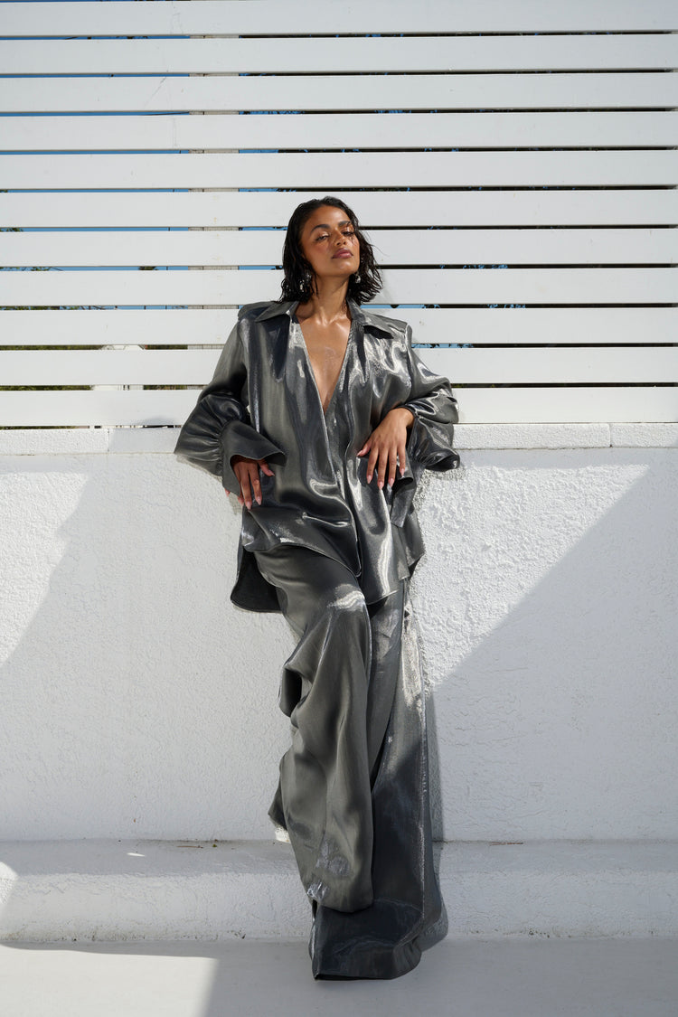 WIDE LEG TROUSER // CHROME