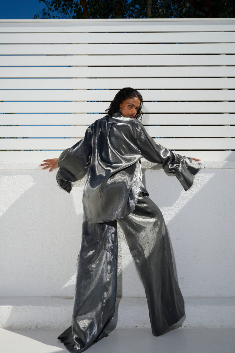 WIDE LEG TROUSER // CHROME