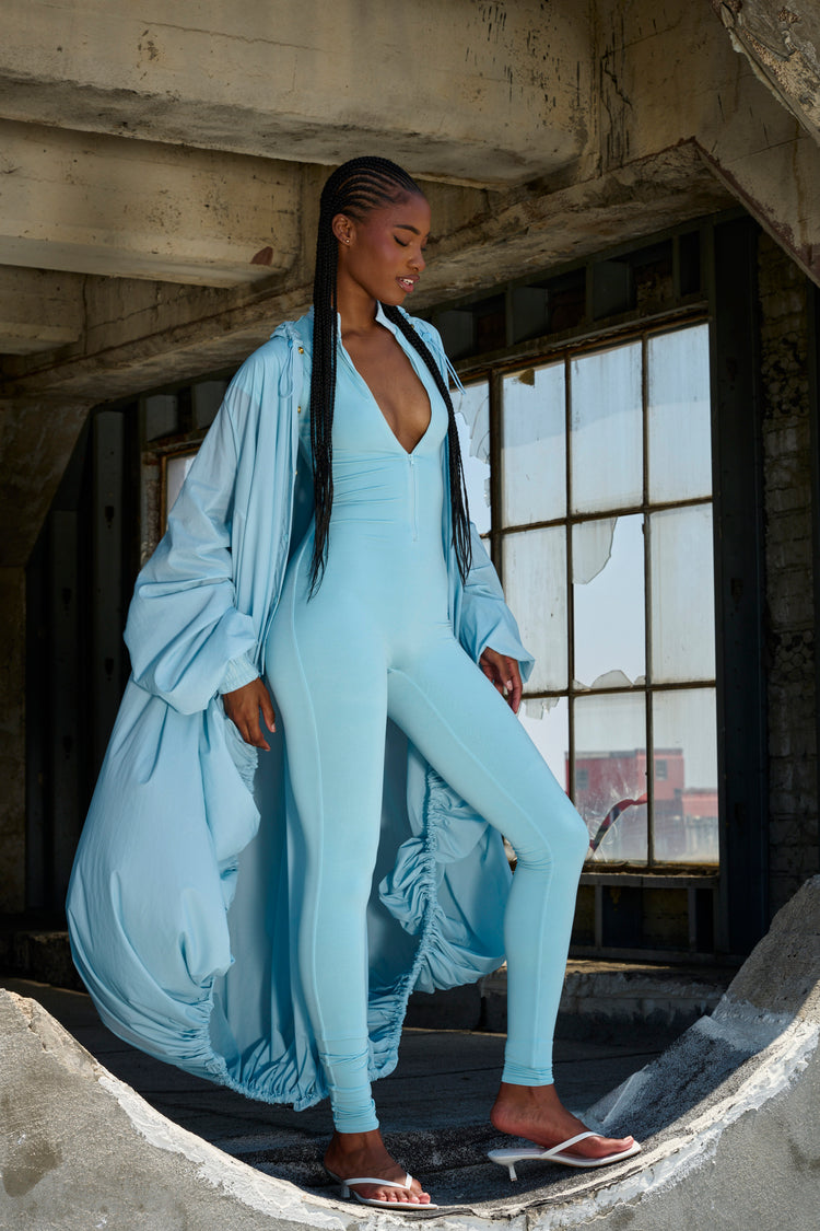 HOODED BALLOON WINDBREAKER // AQUAMARINE