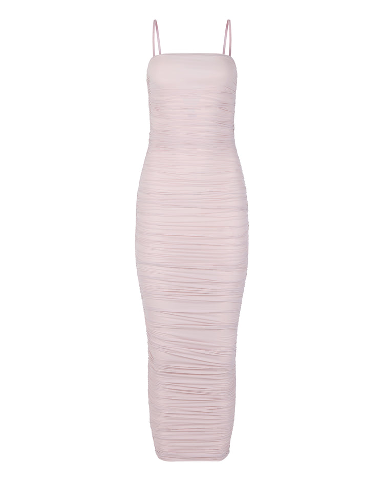 HOSIERY GATHER DRESS // PINK WHISPER