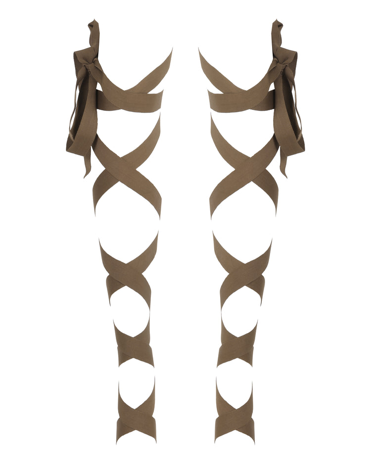 GROSGRAIN LACE UP RIBBON // COCOA FAWN