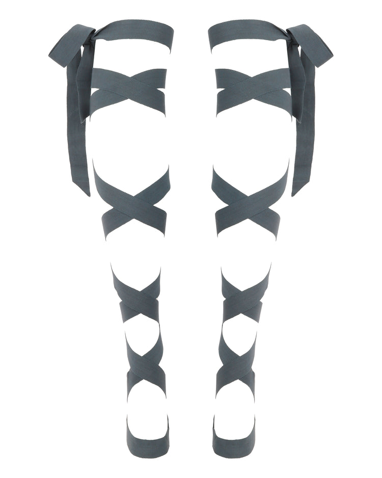 GROSGRAIN LACE UP RIBBON // COOL STEEL