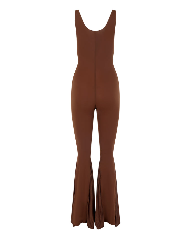 OPEN BUST ULTRA FLARE CATSUIT // MILK CHOCOLATE FOX