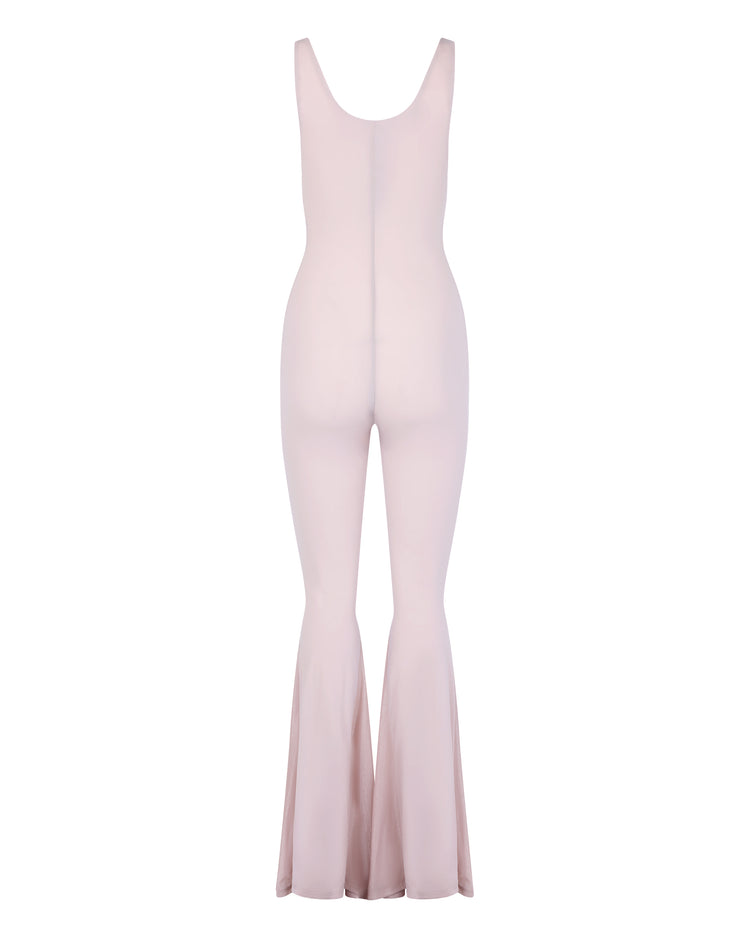 OPEN BUST ULTRA FLARE CATSUIT // PINK WHISPER