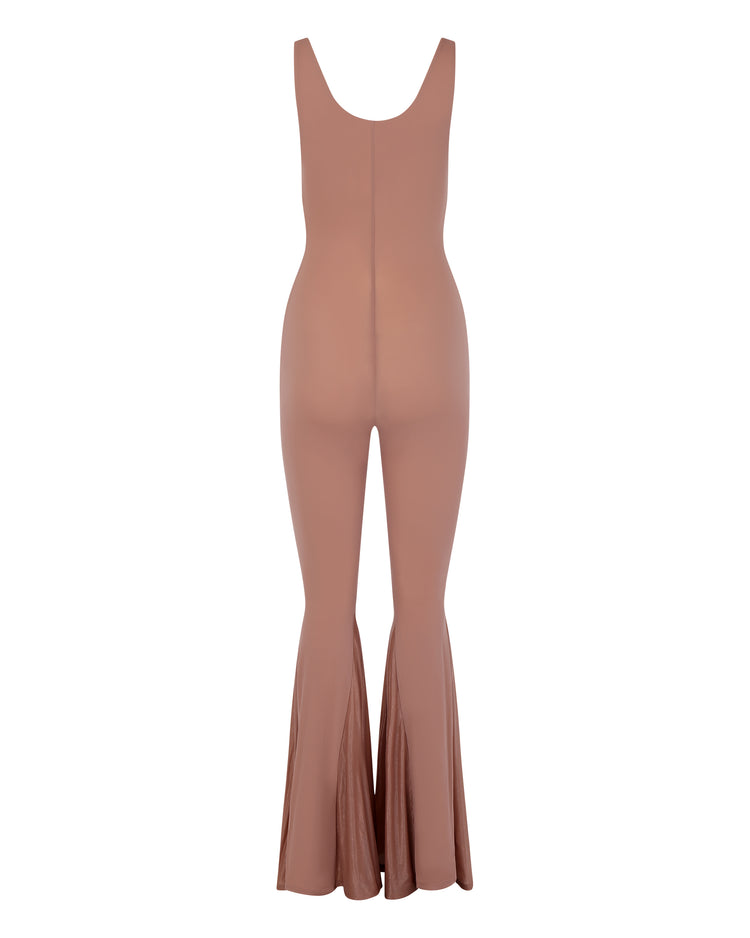 OPEN BUST ULTRA FLARE CATSUIT // PETAL NECTAR