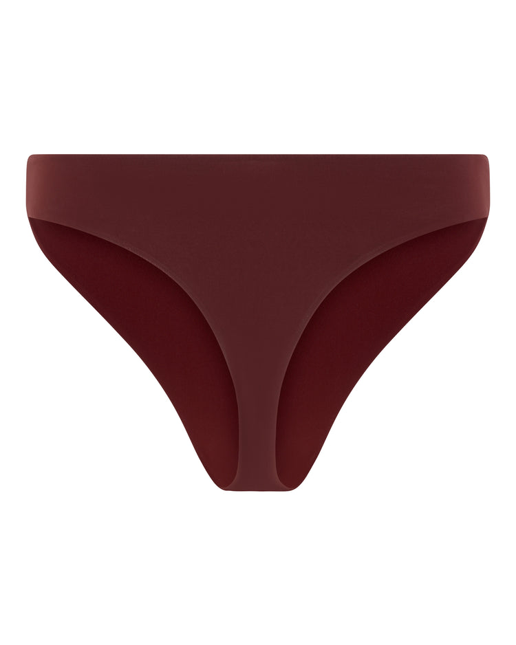 HIGH CUT HOSIERY THONG // CHERRY WINE