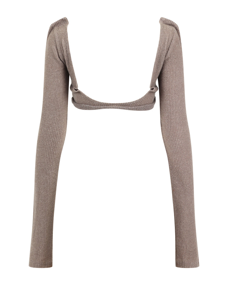 FUZZY RIB TACKED SCOOP NECK // PLUM TRUFFLE