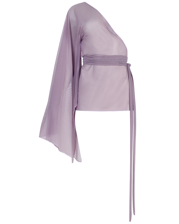 ONE-SLEEVED DRAPED MINI // SMOKED LILAC