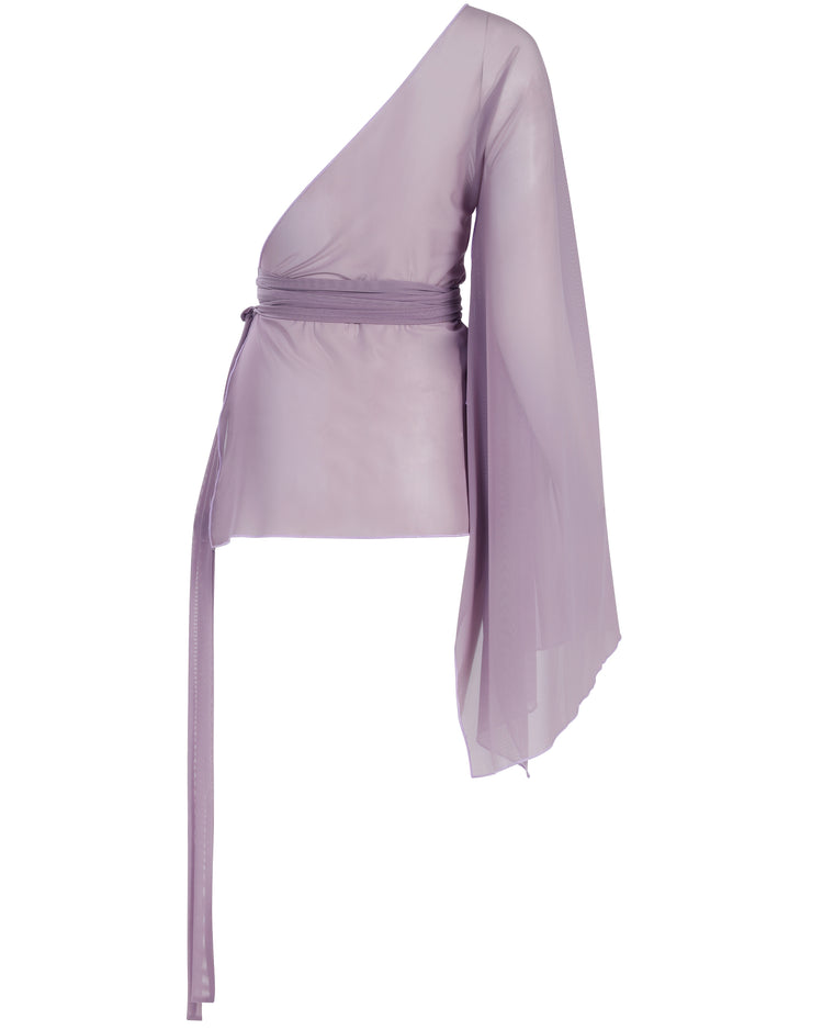 ONE-SLEEVED DRAPED MINI // SMOKED LILAC