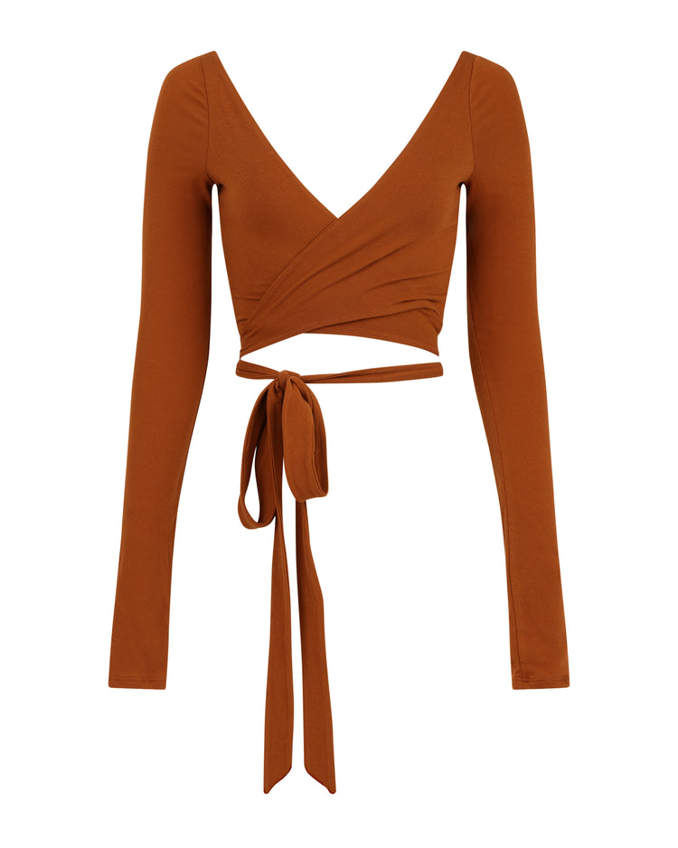 SMOOTH JERSEY WRAP TOP // RUST