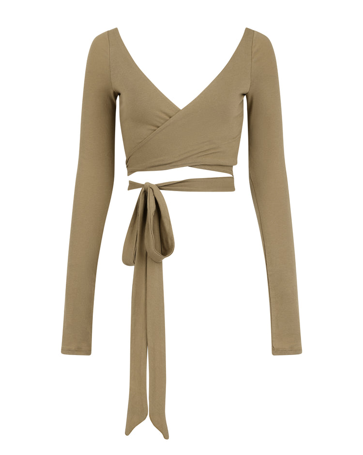 SMOOTH JERSEY WRAP TOP // CLAY