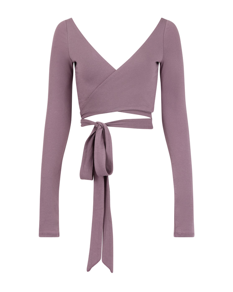 SMOOTH JERSEY WRAP TOP // AMETHYST