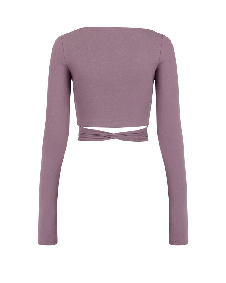 SMOOTH JERSEY WRAP TOP // AMETHYST