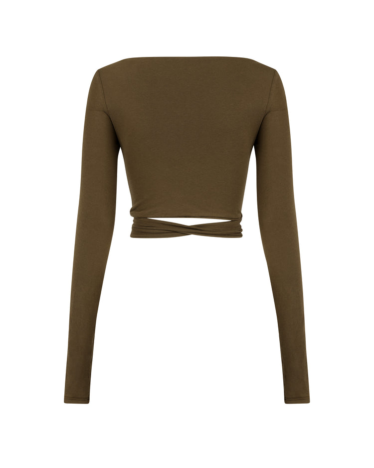 SMOOTH JERSEY WRAP TOP // SABLE