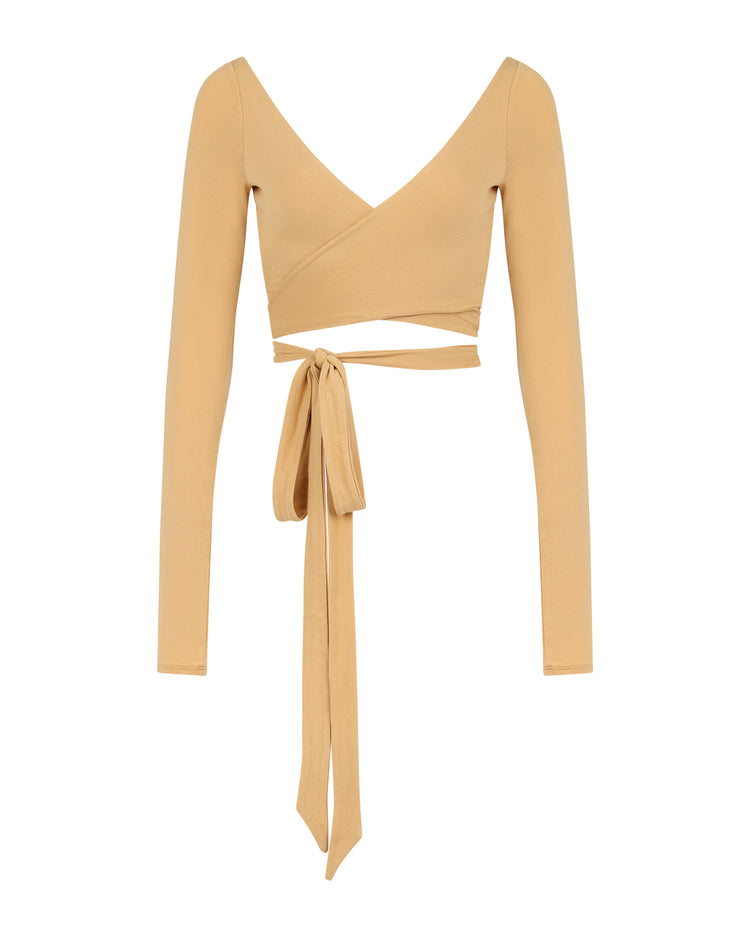 SMOOTH JERSEY WRAP TOP // CROISSANT