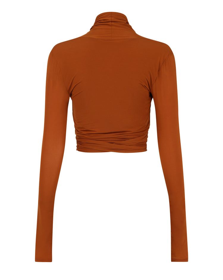 SOFT SHIMMER WRAP TOP // RUST