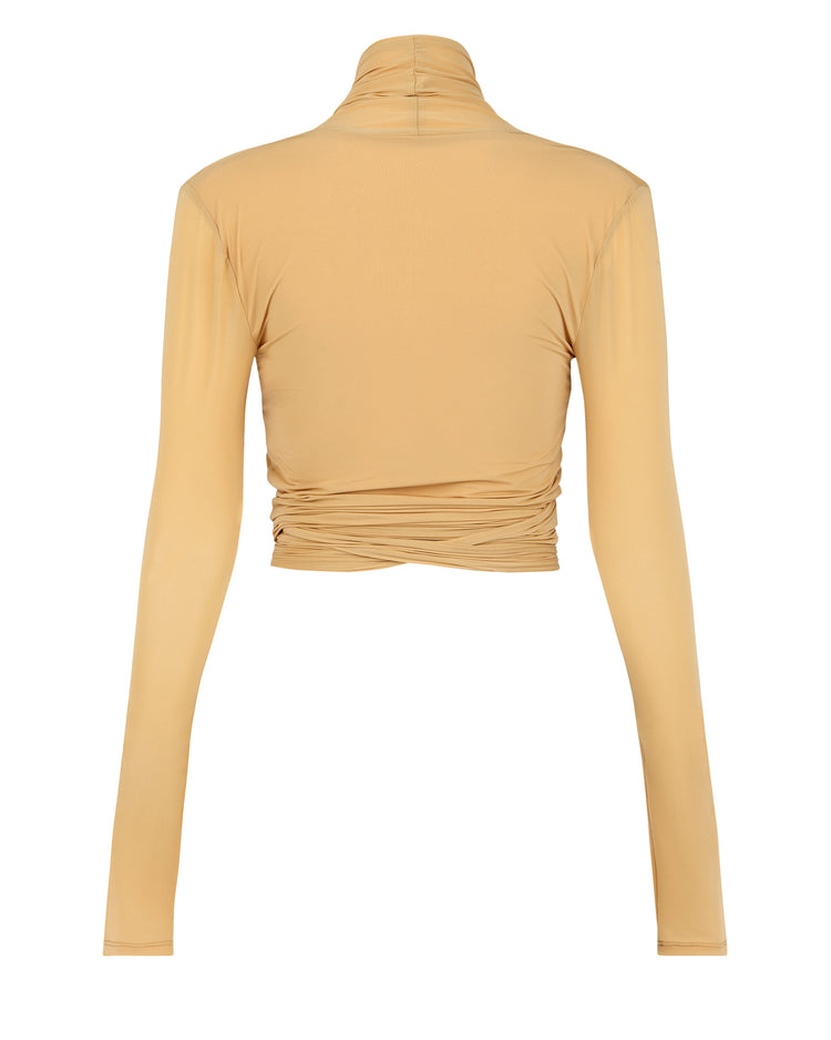 SOFT SHIMMER WRAP TOP // CROISSANT
