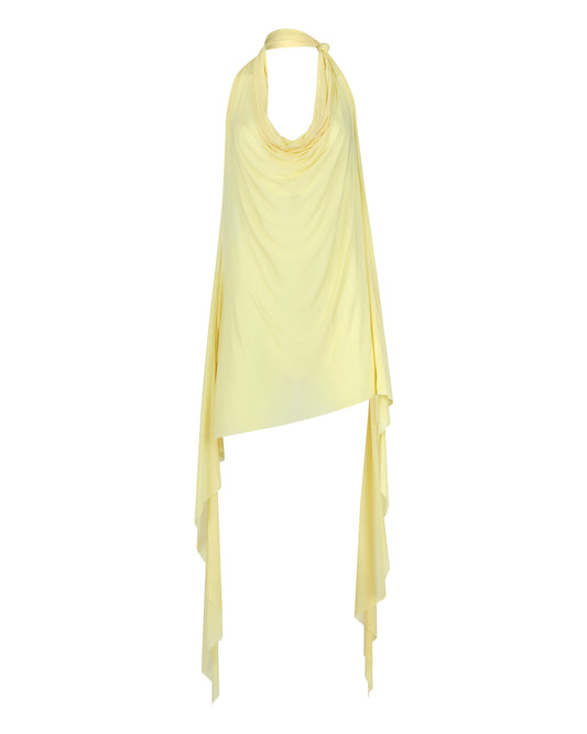 SHEER SHIMMER KNOT HALTER // BUTTER