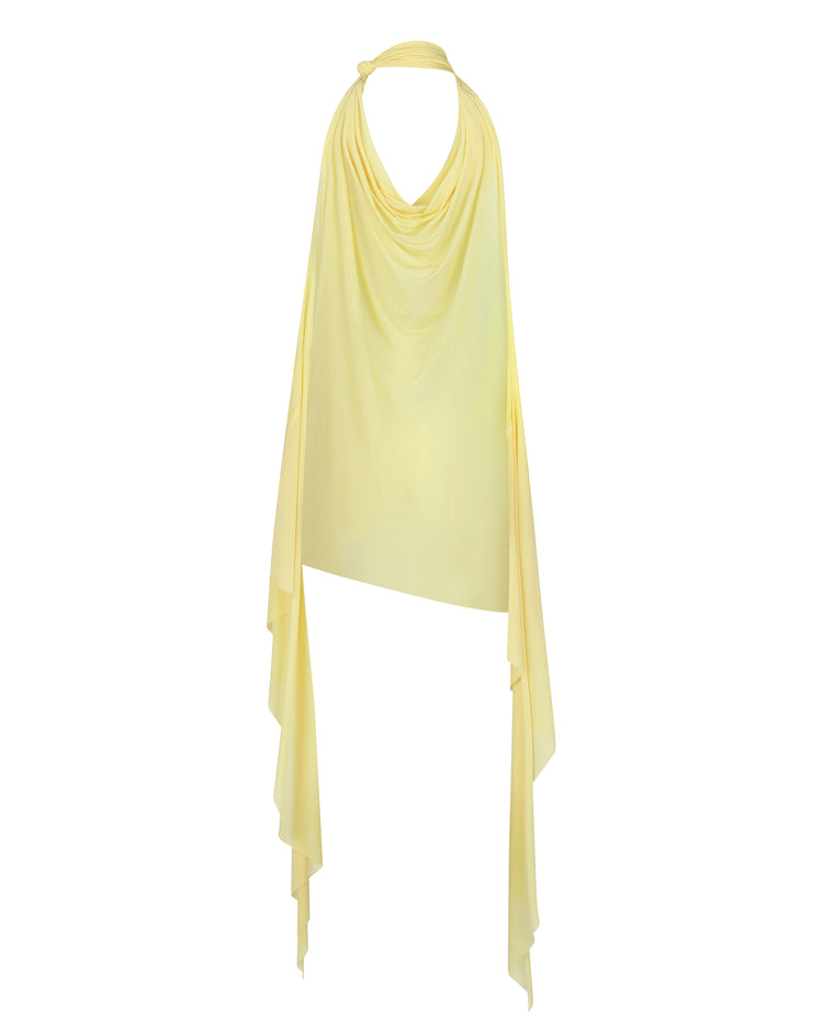 SHEER SHIMMER KNOT HALTER // BUTTER