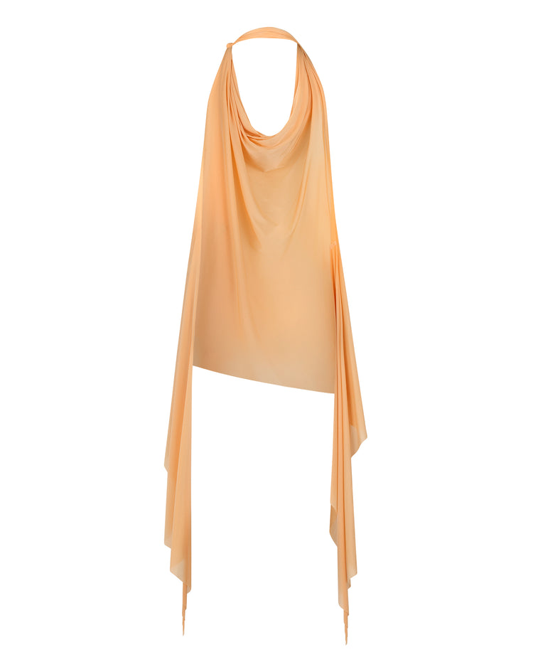 IMPERFECT SHEER SHIMMER KNOT HALTER // APRICOT