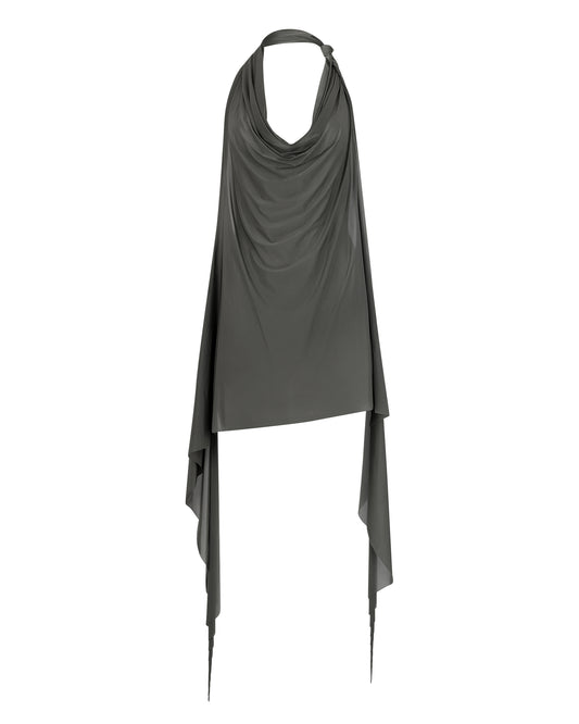 SHEER SHIMMER KNOT HALTER // JUNGLE