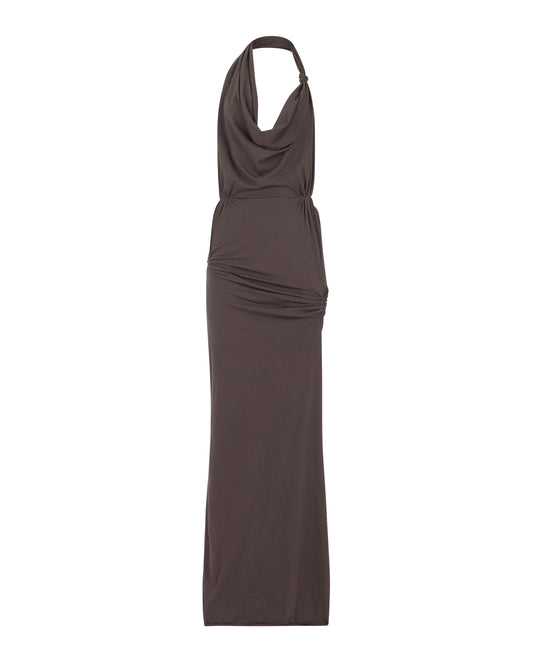 KNOT HALTER DRESS // SMOKE