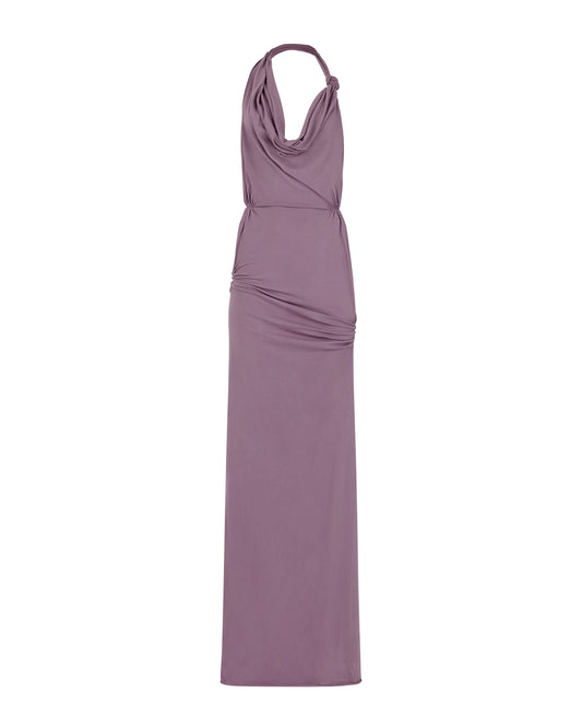 KNOT HALTER DRESS // AMETHYST