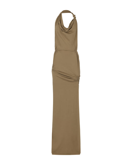 KNOT HALTER DRESS // CLAY