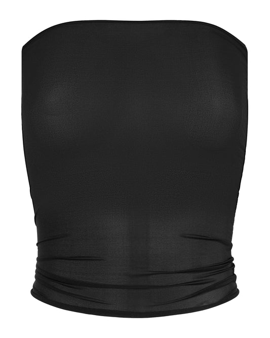 SHEER SHIMMER TUBE TOP // MIDNIGHT